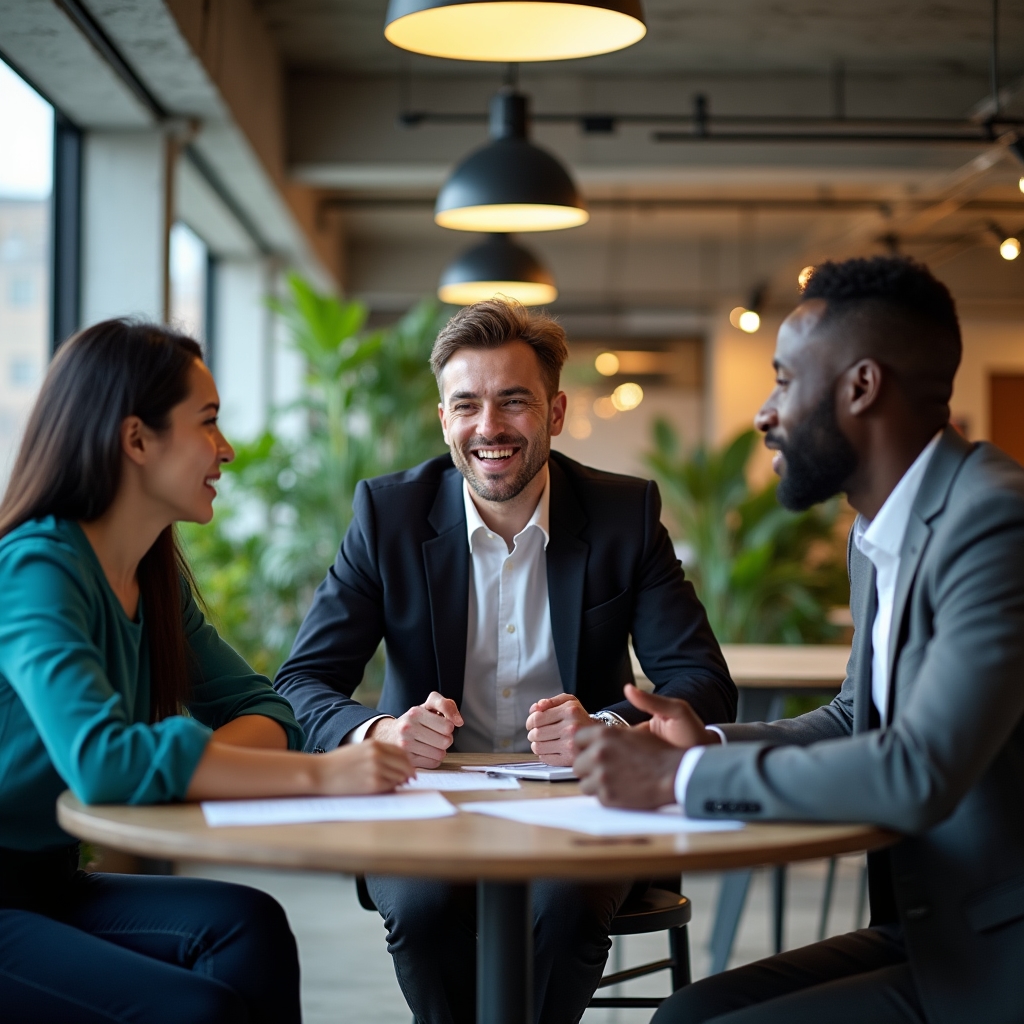 Manager discutând cu echipa sa
